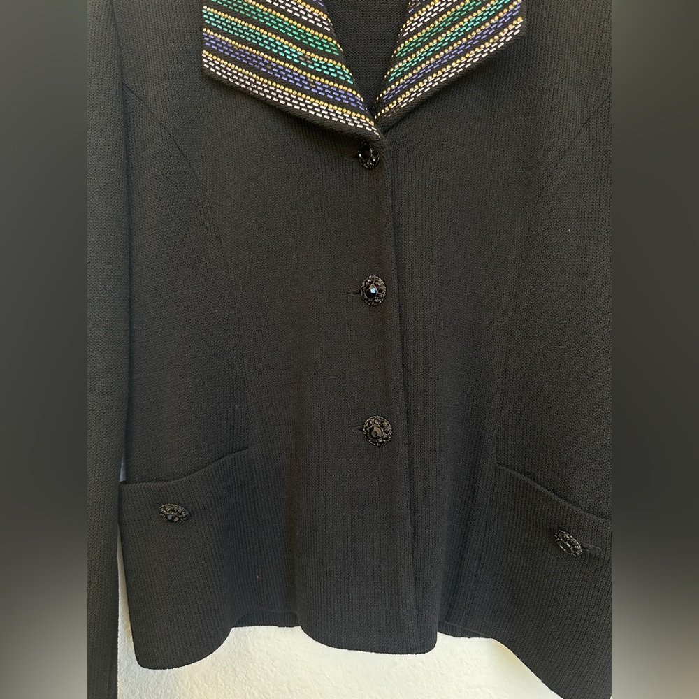 St John Evening Santana Knit jacket with silver Beading size 10 - Picture 5 of 12